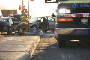 An accident scene on the road of a country.